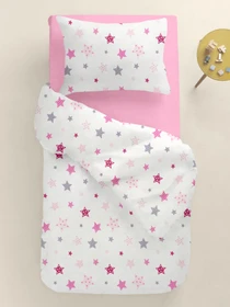 Детское постельное белье в кроватку PINK STARS Cosas модель StarCarnivalRoseGrey_34Bubble_140 Фото
