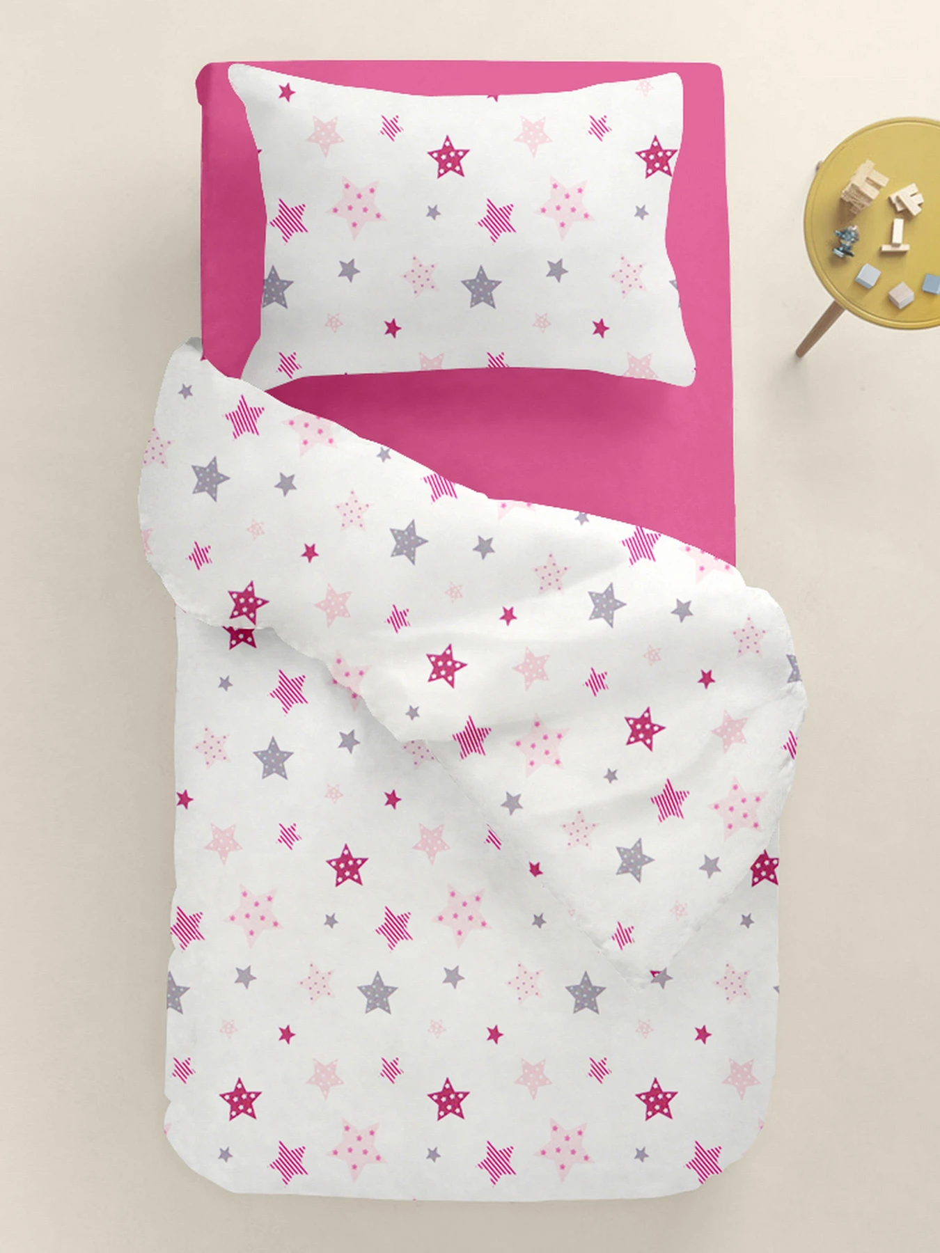 Детское постельное белье в кроватку PINK STARS Cosas модель StarCarnivalRoseGrey_36Candy_140 Фото