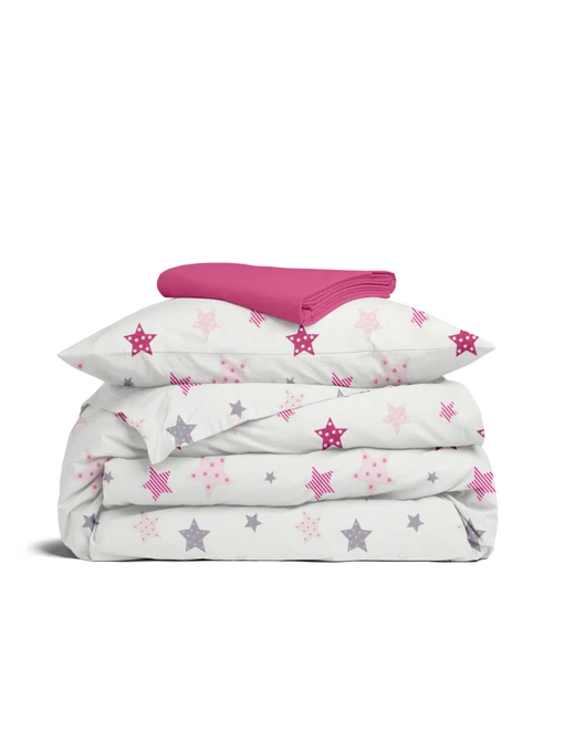 Дитяча постільна білизна в ліжечко PINK STARS Cosas модель StarCarnivalRoseGrey_36Candy_140 Фото