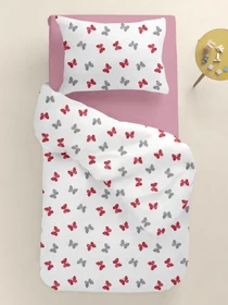 Дитяча постільна білизна в ліжечко BUTTERFLY SC11 Cosas модель ButterfliesGrayRed_41Lilac_140 Фото