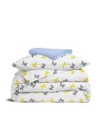 Дитяча постільна білизна в ліжечко BUTTERFLY SC13 Cosas модель ButterfliesGrayYellow_62Maya_140 Фото