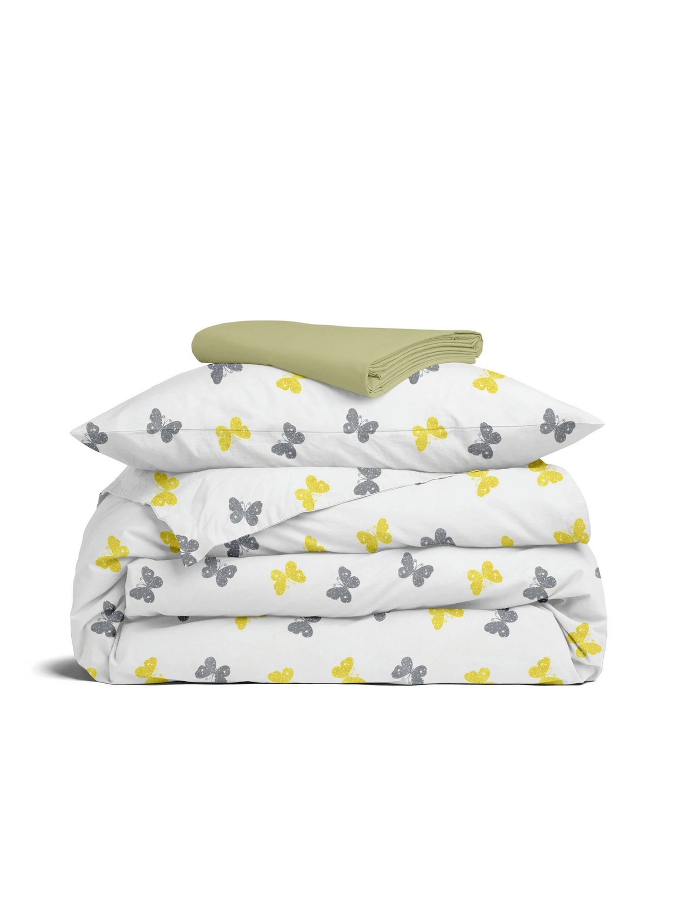 Дитяча постільна білизна в ліжечко BUTTERFLY SC14 Cosas модель ButterfliesGrayYellow_78Olive_140 Фото