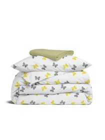 Дитяча постільна білизна в ліжечко BUTTERFLY SC14 Cosas модель ButterfliesGrayYellow_78Olive_140 Фото