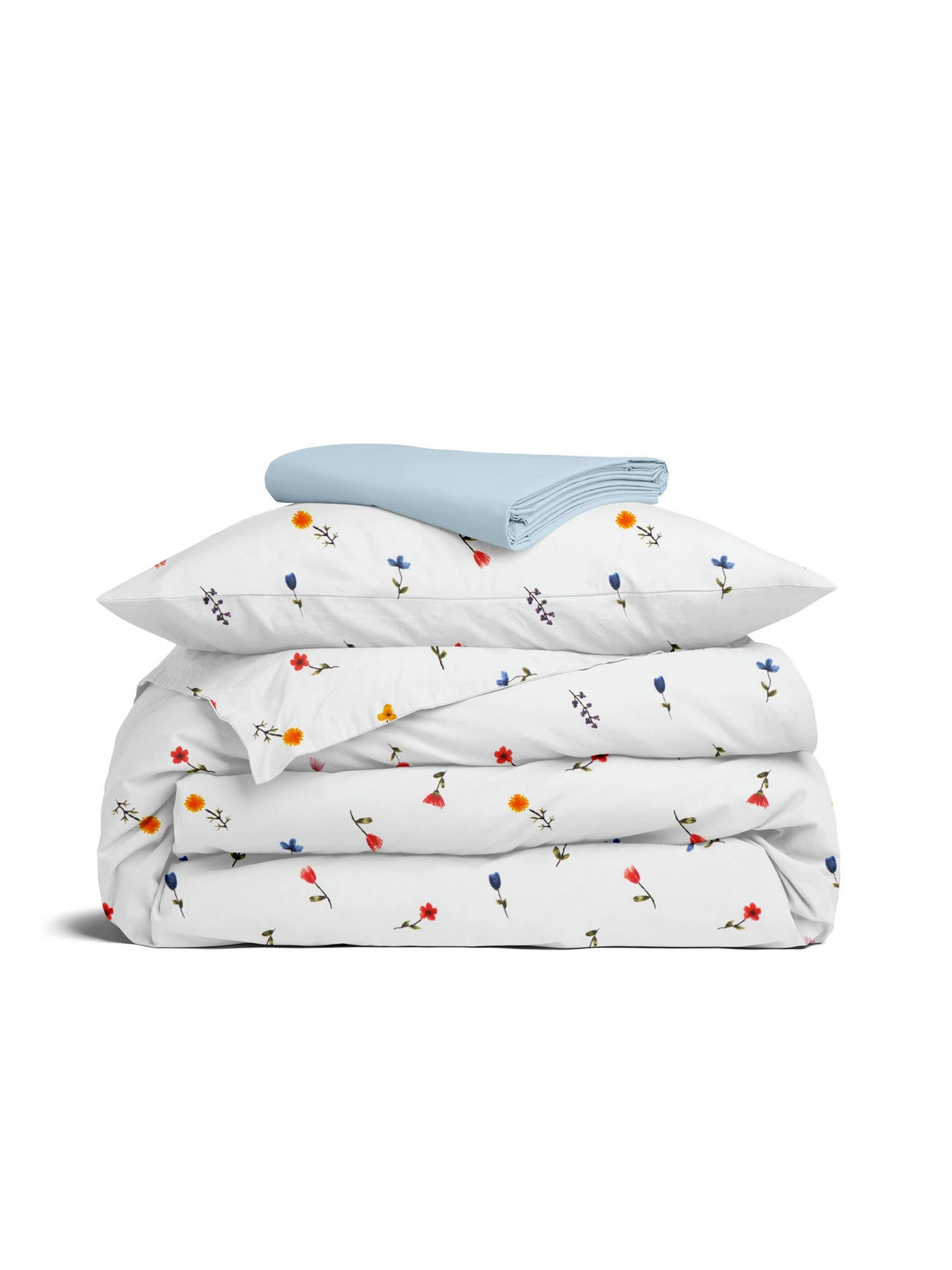 Дитяча постільна білизна фланель в ліжечко WILDFLOWER DREAMS Cosas модель Flannel_FlowersBlueRedOrange_41Skyer_140 Фото