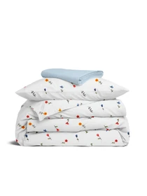 Дитяча постільна білизна фланель в ліжечко WILDFLOWER DREAMS Cosas модель Flannel_FlowersBlueRedOrange_41Skyer_140 Фото
