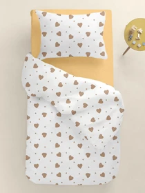 Детское постельное белье в кроватку BEIGE HEARTS Cosas модель BeigeHearts_11Honey_140 Фото