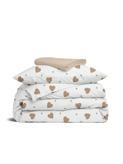 Дитяча постільна білизна в ліжечко BEIGE HEARTS Cosas модель BeigeHearts_12Magnolia_140 Фото
