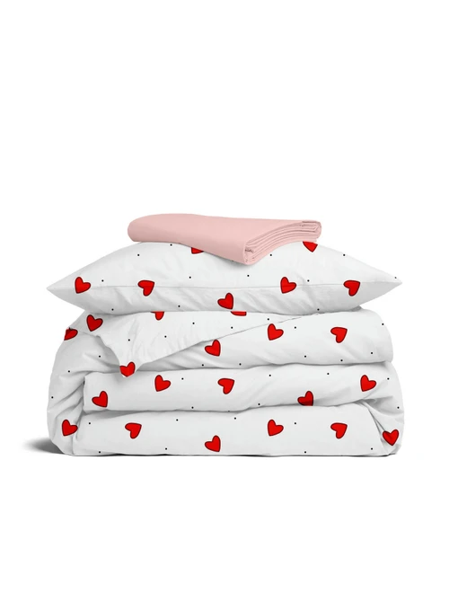 Детское постельное белье в кроватку CHERRY HEARTS Cosas модель CherryHearts_40Rose_140 Фото