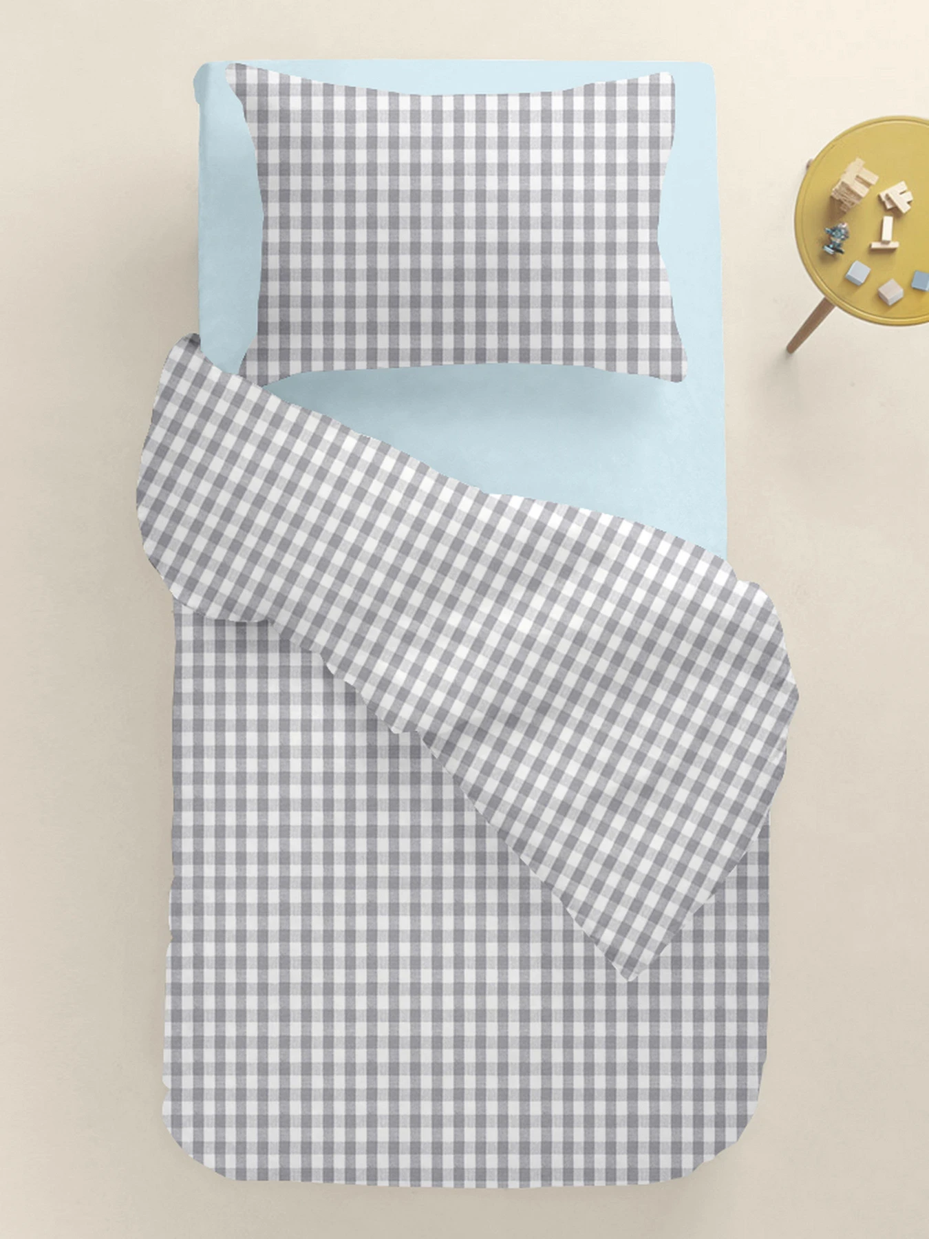 Дитяча постільна білизна в ліжечко GRAY CHECK Cosas модель GrayCheck_58LightBlue_140 Дитяча постільна білизна в ліжечко GRAY CHECK Cosas модель GrayCheck_58LightBlue_140 Фото