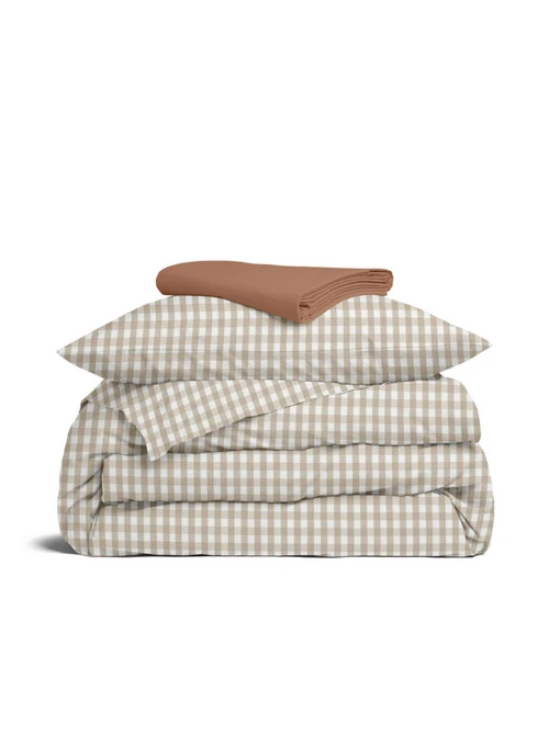Дитяча постільна білизна в ліжечко BEIGE CHECK Cosas модель BeigeCheck_13Caramel_140 Фото