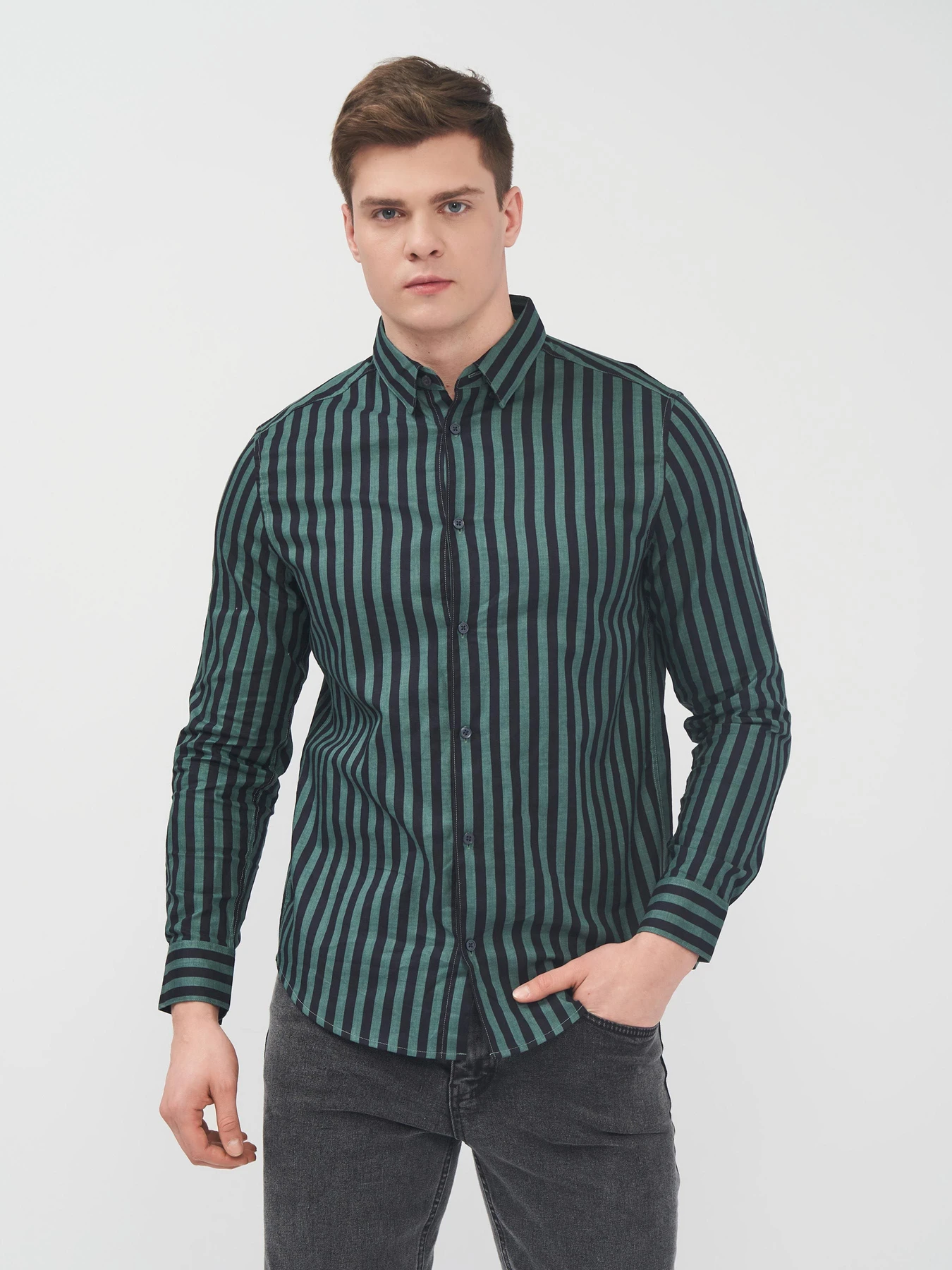 Рубашки H&M модель 6953220abr_черно-зеленый Фото