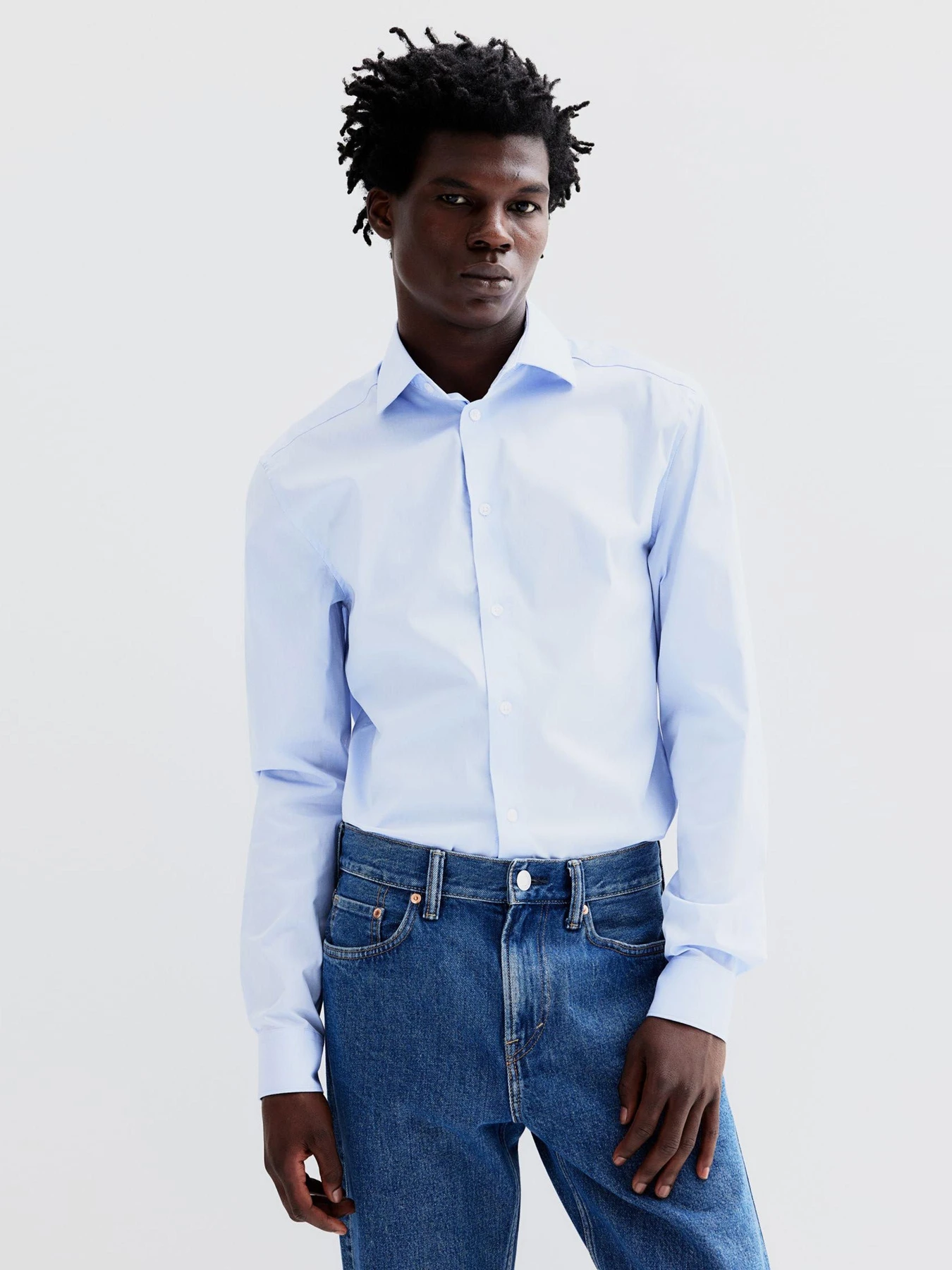 Рубашки H&M модель 8418087wer_Светло-голубой Фото