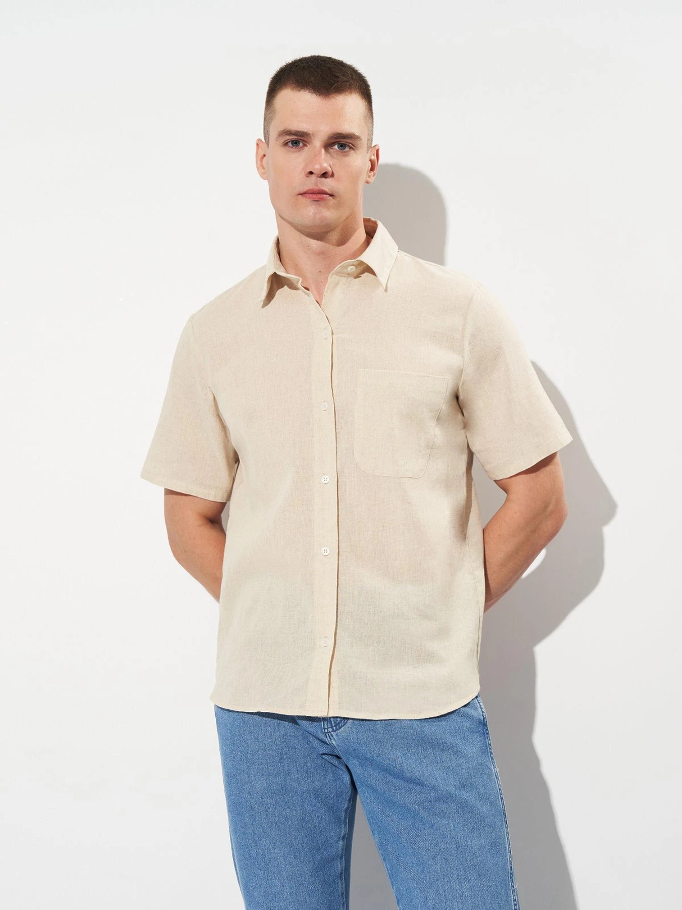 Рубашки H&M модель 1134783wer_Светло-бежевый Фото
