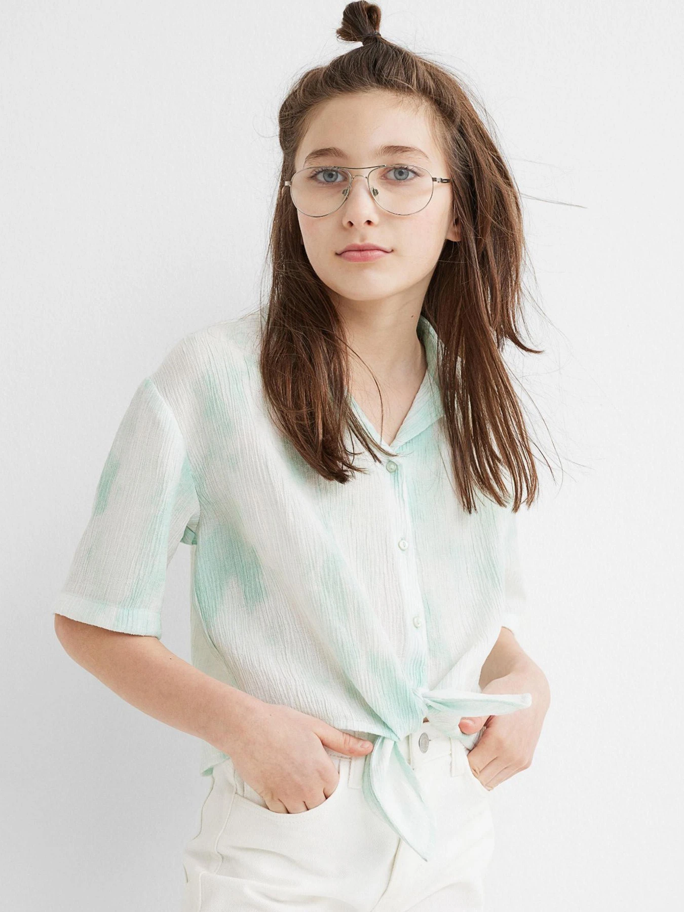 Рубашки H&M модель 10251155kwer_Бирюзовый Фото
