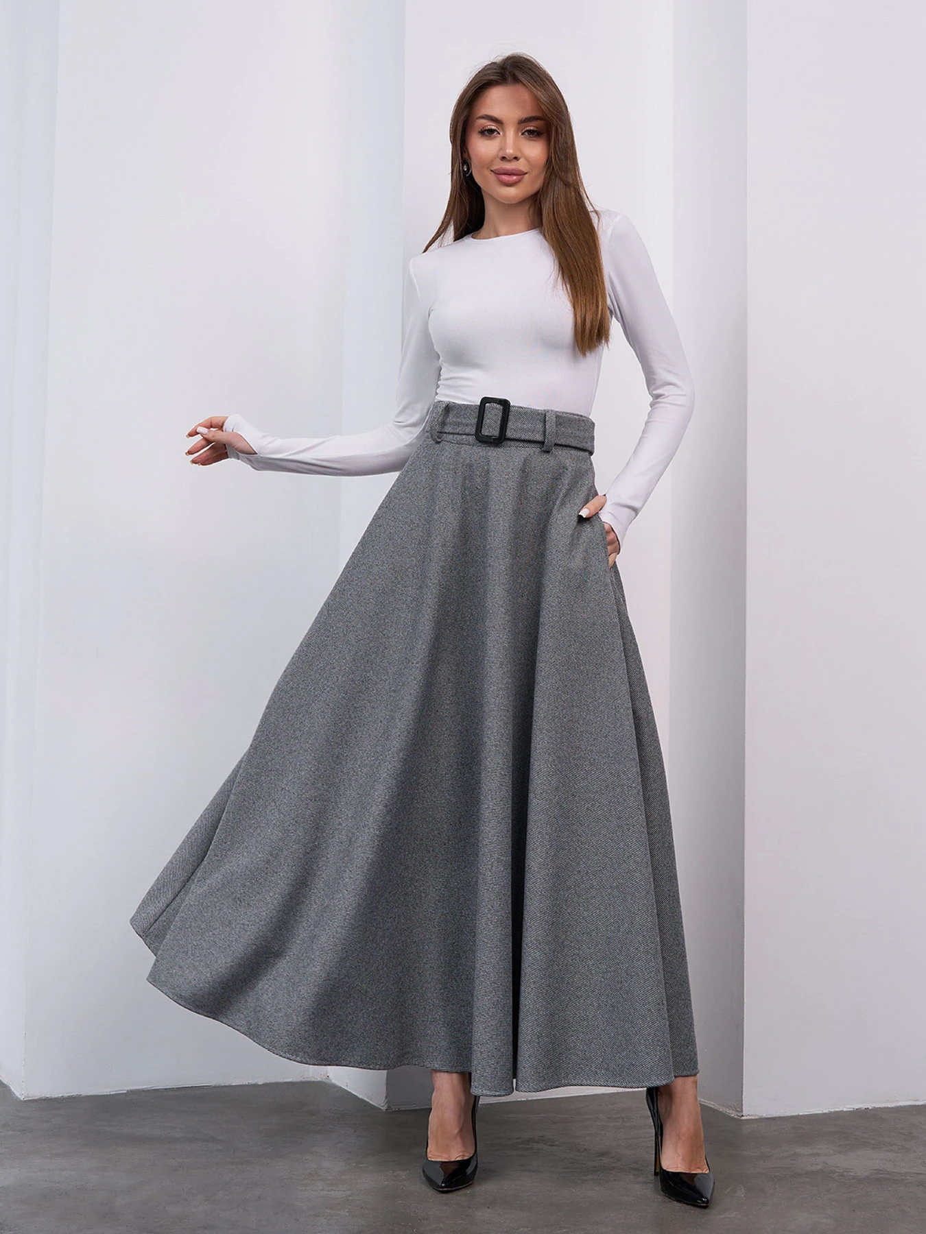 Юбки ISSA Plus модель 15459_серый Фото