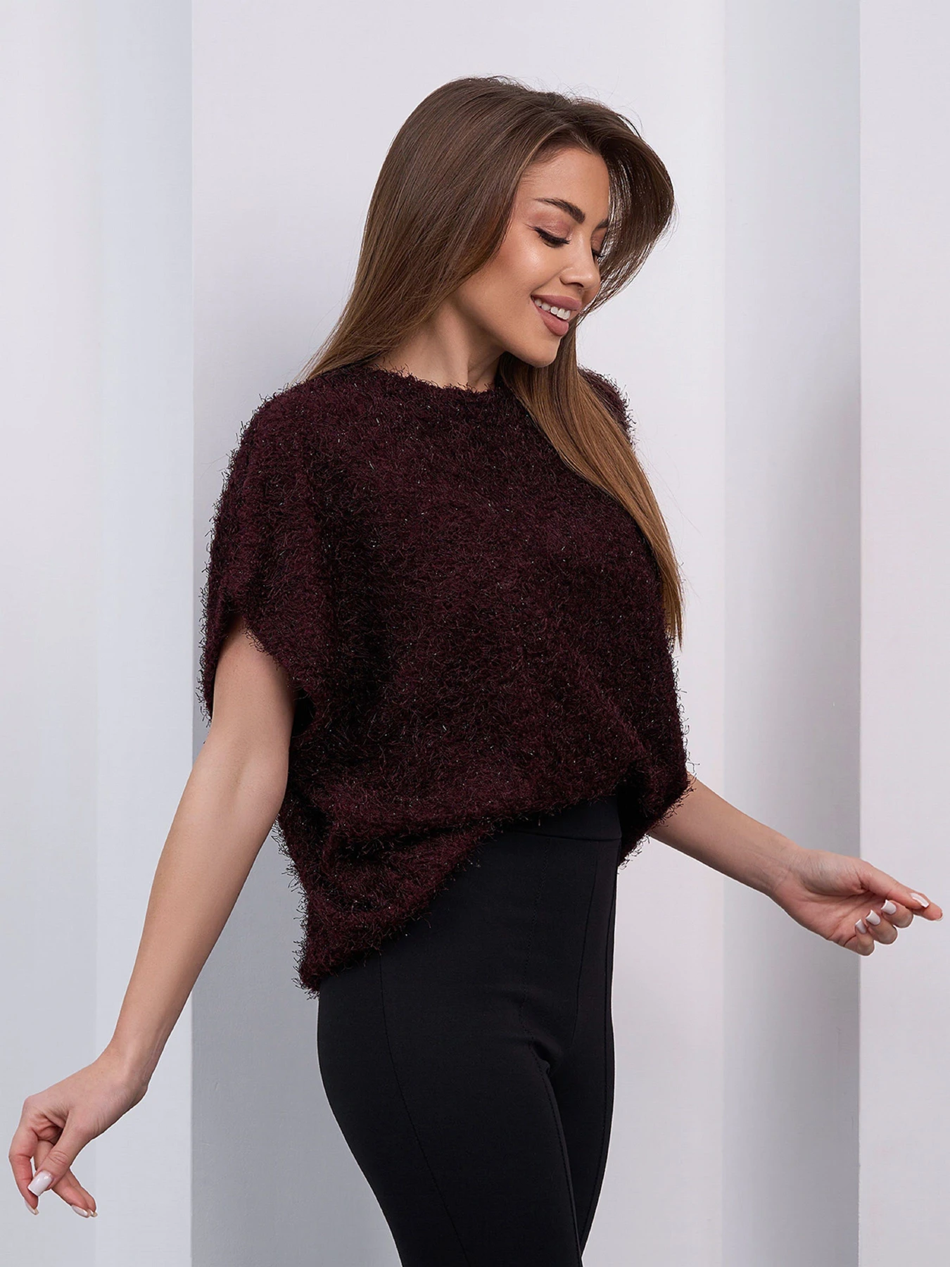 Светри та кардигани ISSA Plus модель 15416A_темно-бордовый Светри та кардигани ISSA Plus модель 15416A_темно-бордовый Фото