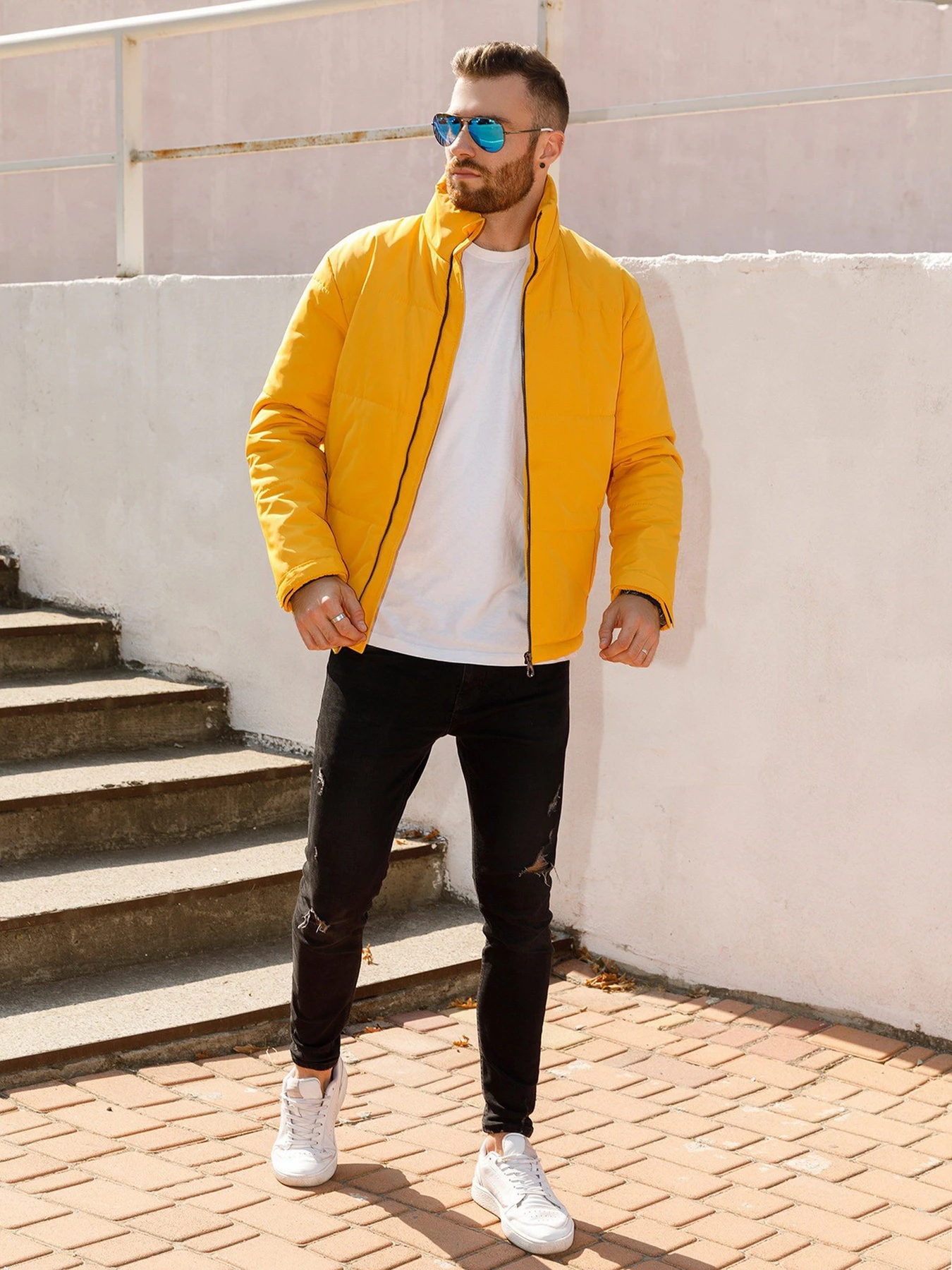 Куртки та дублянки ISSA Plus модель SA-316_mustard Куртки та дублянки ISSA Plus модель SA-316_mustard Фото