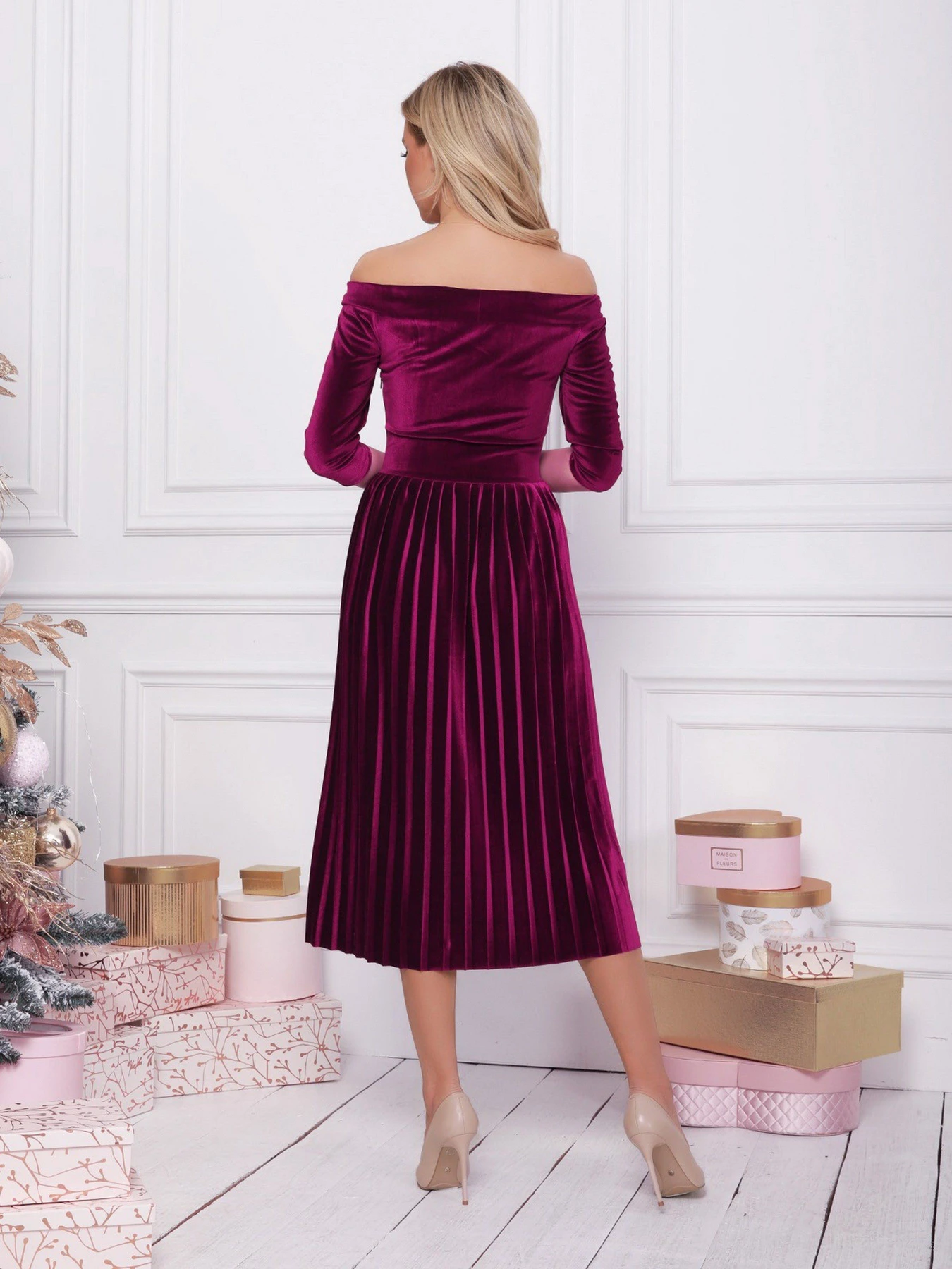 Сукні ISSA Plus модель 12364_burgundy Сукні ISSA Plus модель 12364_burgundy Фото