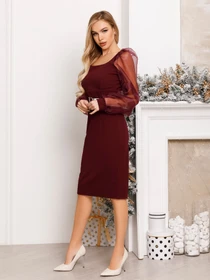 Сукні ISSA Plus модель 13085_burgundy Фото