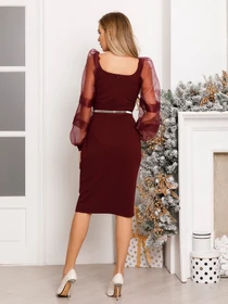 Сукні ISSA Plus модель 13085_burgundy Фото