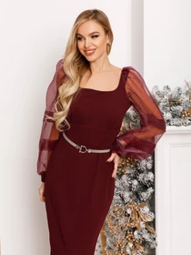 Сукні ISSA Plus модель 13085_burgundy Фото