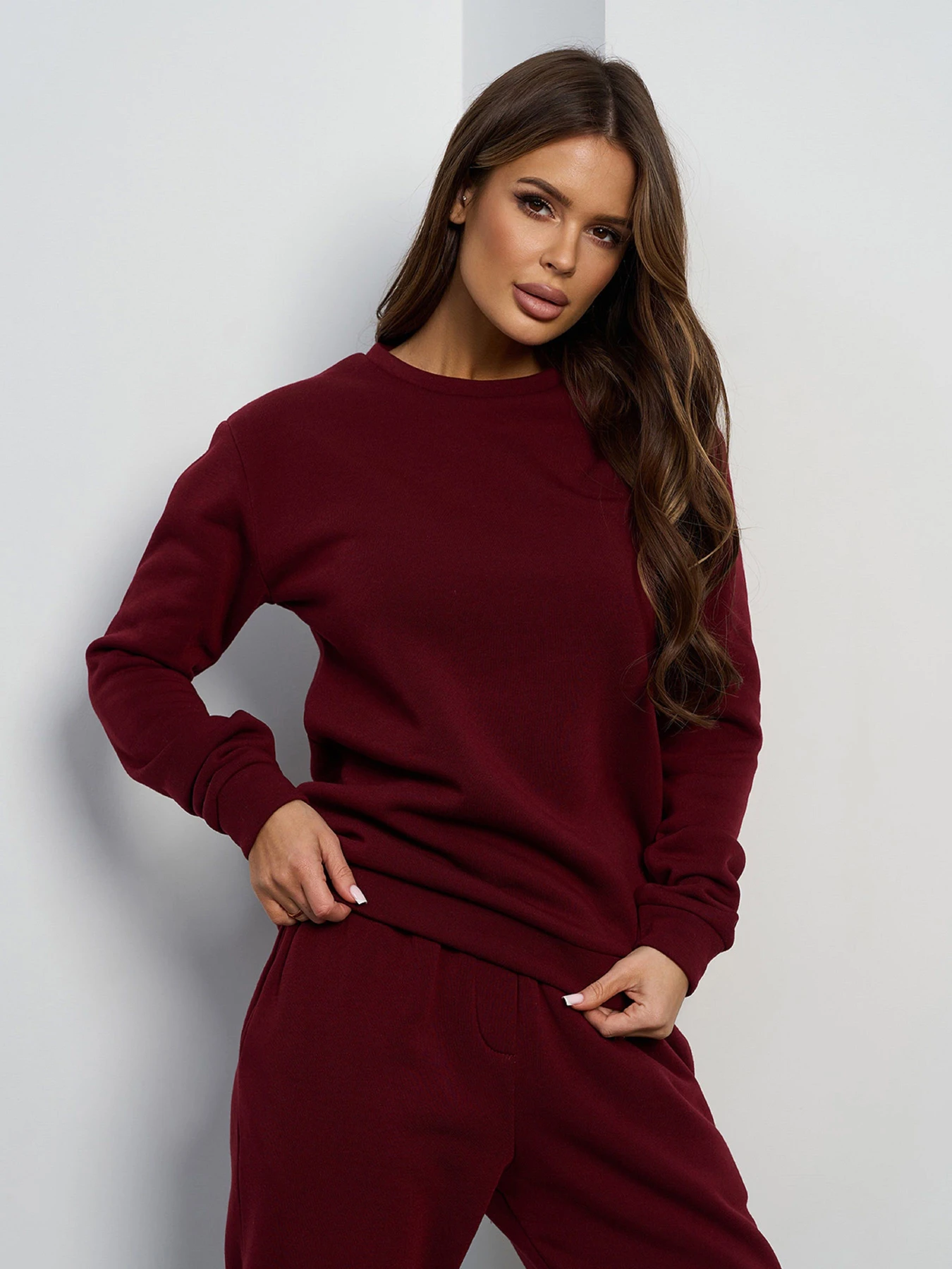 Костюми ISSA Plus модель 15456_бордовый Фото