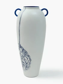 Ваза "Элизиум" железная бело-синяя с принтом MBM HOME модель VB-03 PRINT/DEEP BLUE Фото