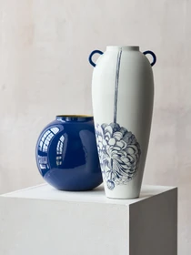 Ваза "Элизиум" железная синяя с золотистым MBM HOME модель VB-05 DEEP BLUE/GOLD Фото