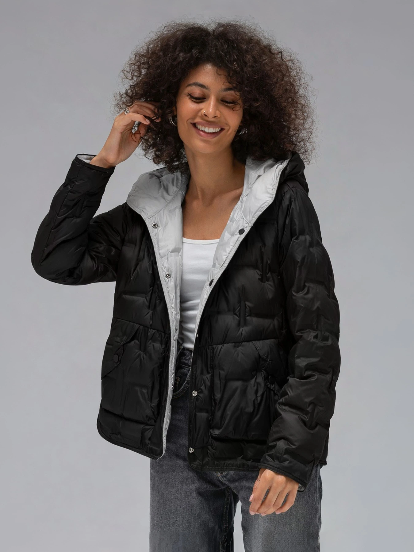 Куртки и дубленки VIVA WEAR модель 6570-black-gray Фото