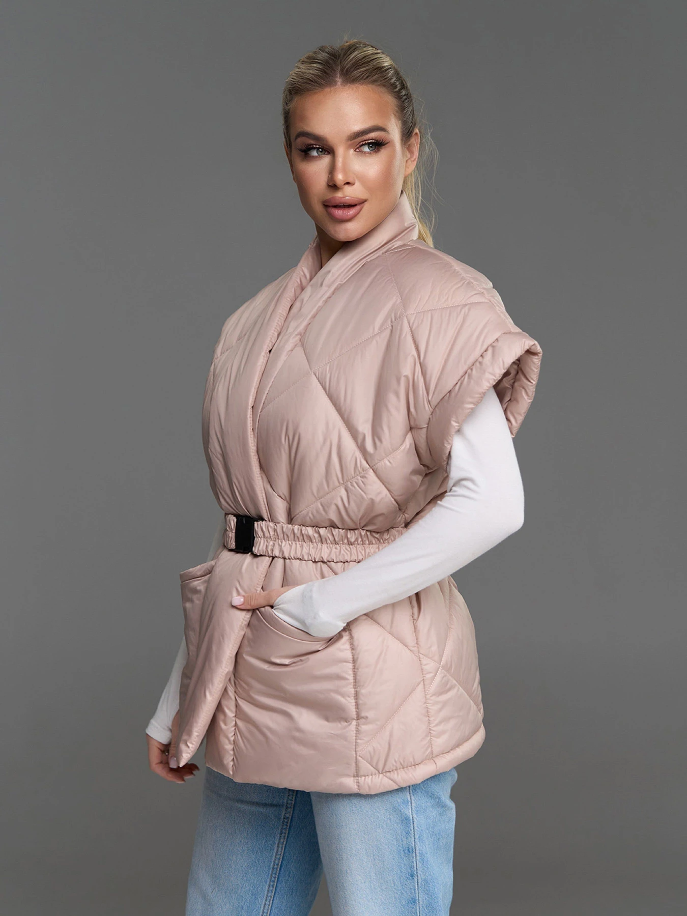 Куртки та дублянки ISSA Plus модель SA-685_бежевый Куртки та дублянки ISSA Plus модель SA-685_бежевый Фото