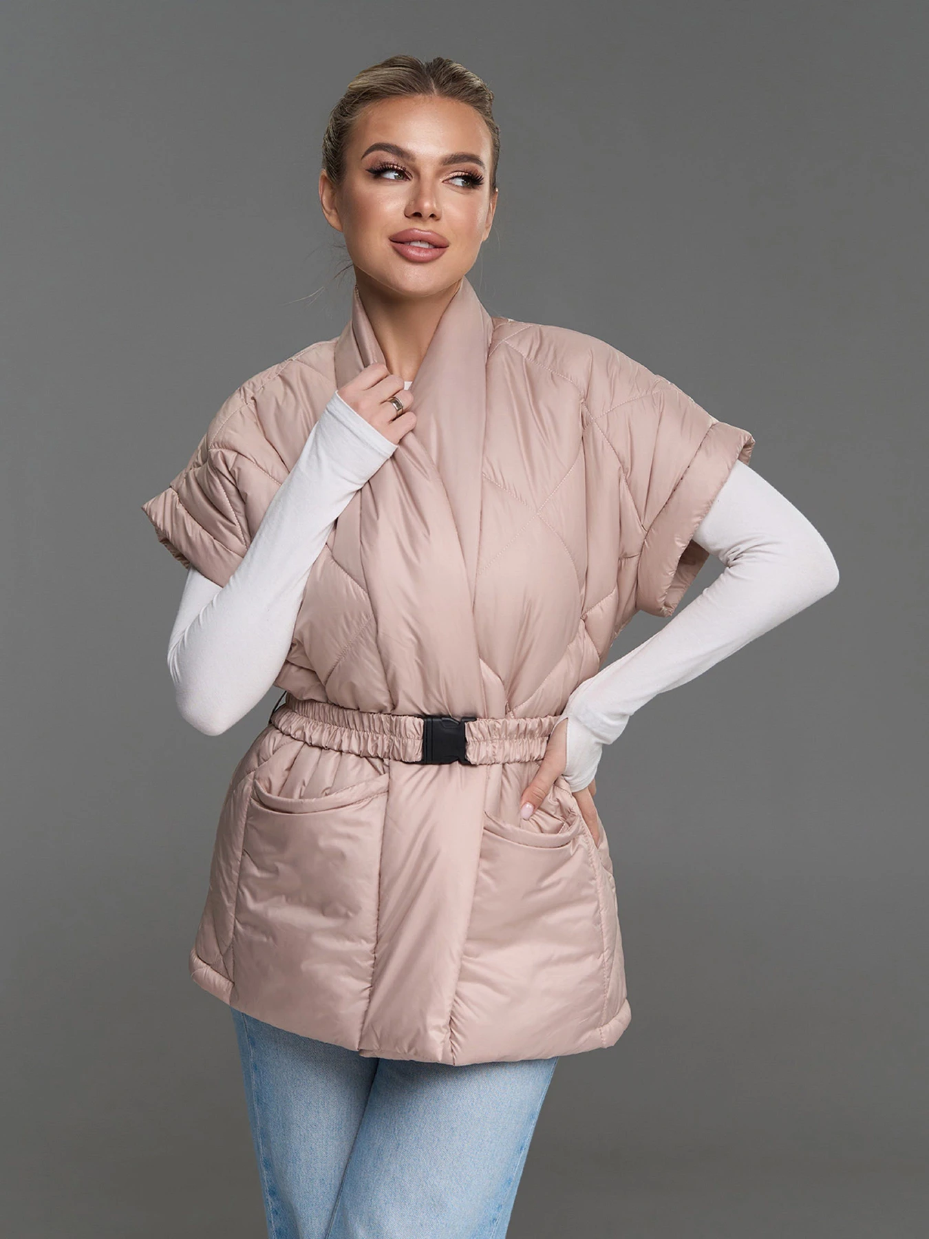 Куртки та дублянки ISSA Plus модель SA-685_бежевый Куртки та дублянки ISSA Plus модель SA-685_бежевый Фото