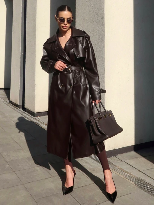 Пальта та плащі Jadone Fashion модель Trench_Nekst_podovzhenyy_chokol Фото