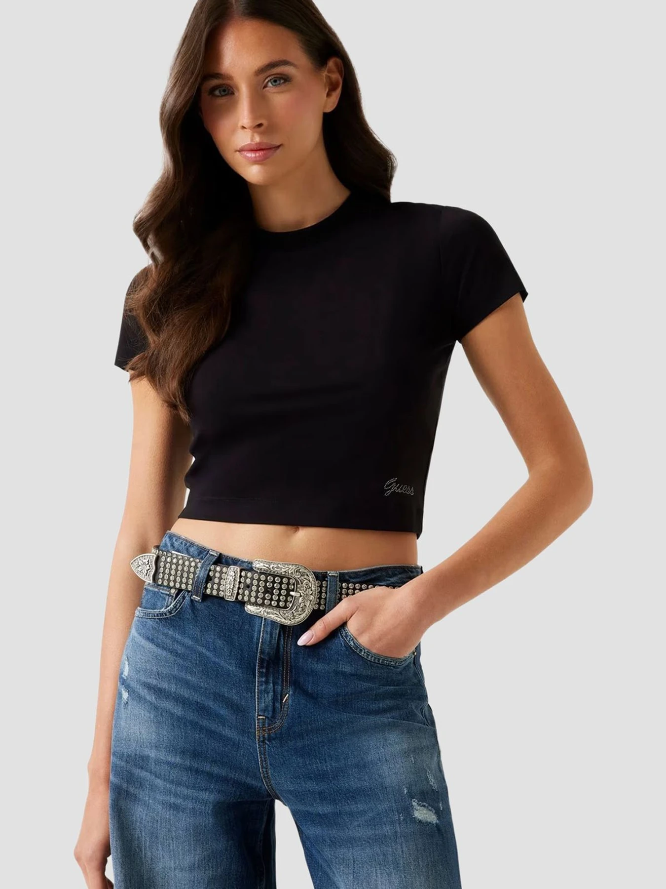 Футболки и поло GUESS модель W5YI06.KCYV2;JBLK Фото