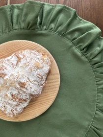 Салфетка сервировочная с рюшами хлопковая водотталкивающая зелёная Ecotton модель 25603 Фото