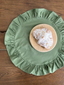 Салфетка сервировочная с рюшами хлопковая водотталкивающая зелёная Ecotton модель 25603 Фото