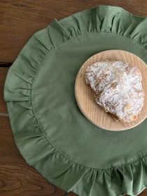 Салфетка сервировочная с рюшами хлопковая водотталкивающая зелёная Ecotton модель 25603 Фото