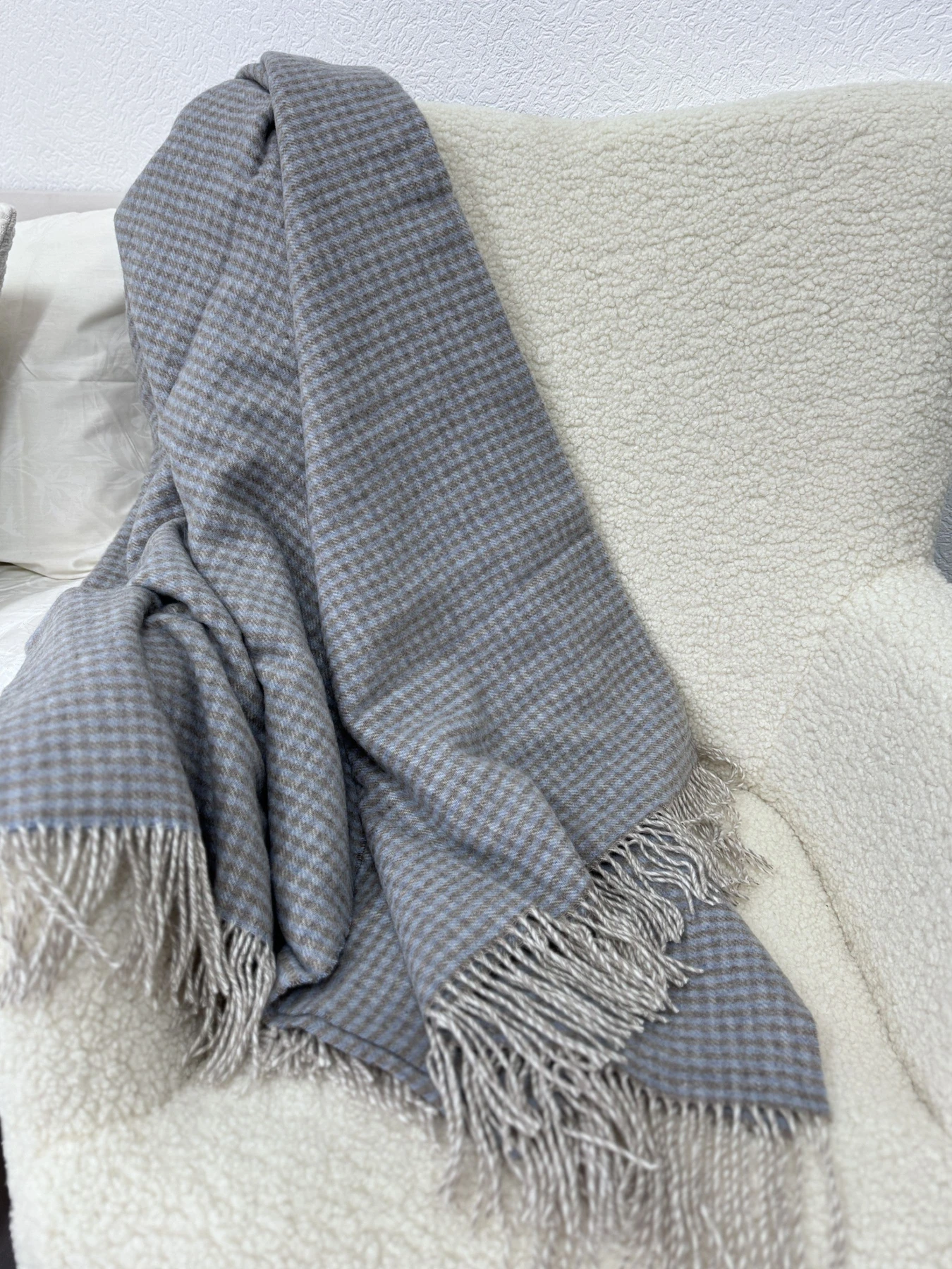 Плед шерстяной с кашемиром Тoscana Blue Ecotton модель 24616-6 Плед шерстяной с кашемиром Тoscana Blue Ecotton модель 24616-6 Фото