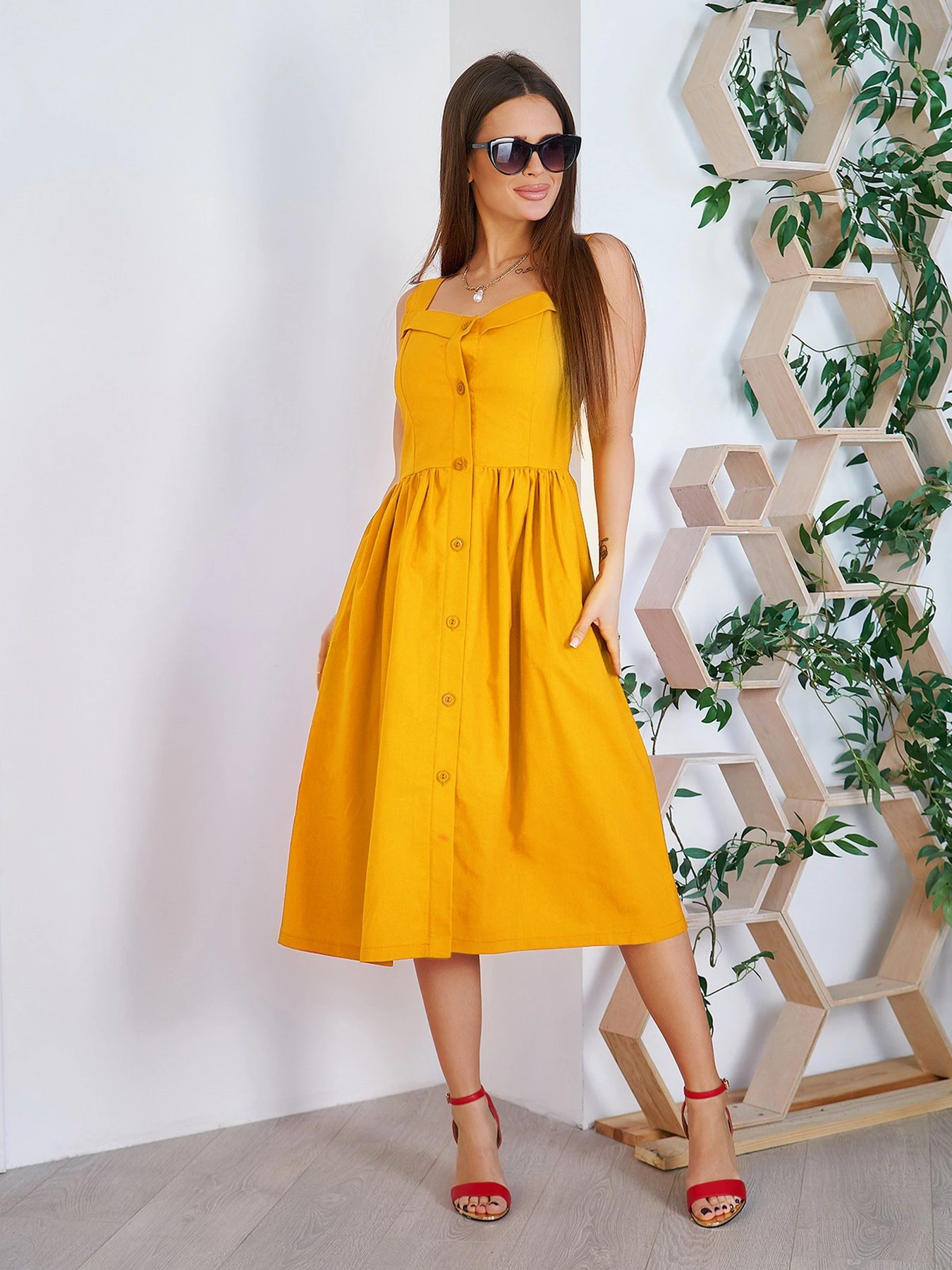 Платья ISSA Plus модель 11782_mustard Платья ISSA Plus модель 11782_mustard Фото