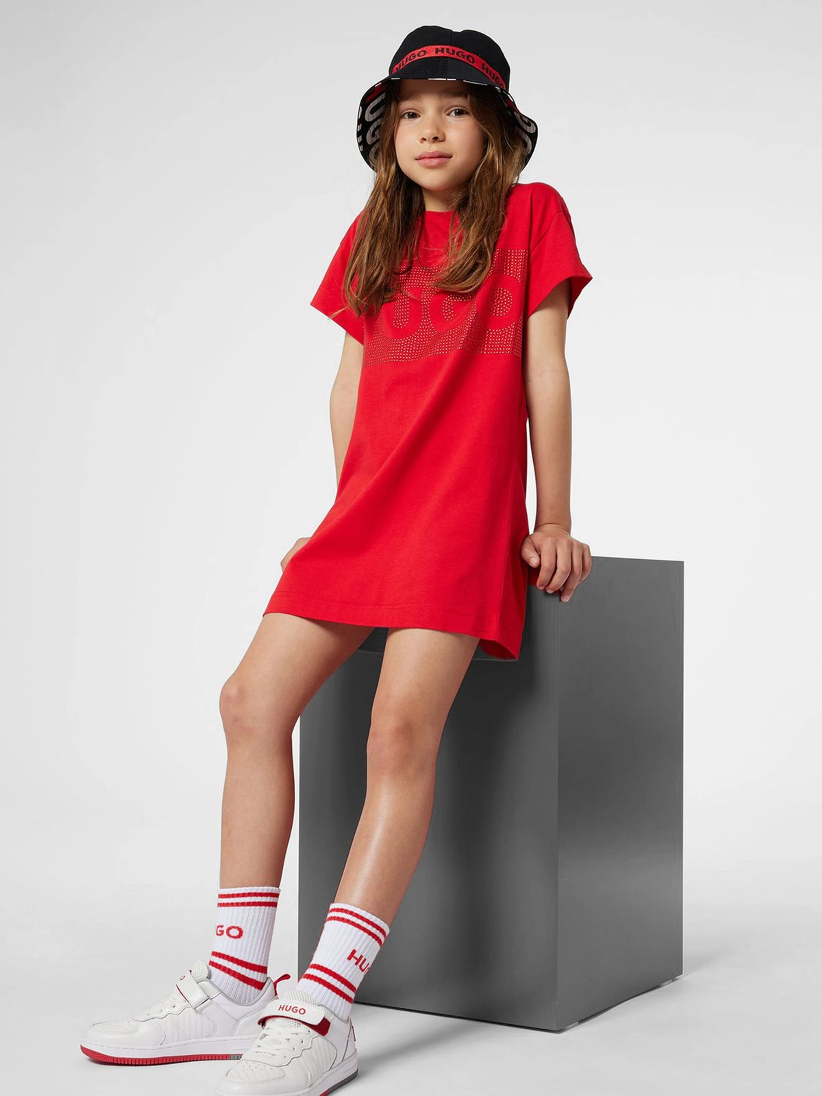 Бавовняна Дитяча Сукня міді HUGO Kids фото 3