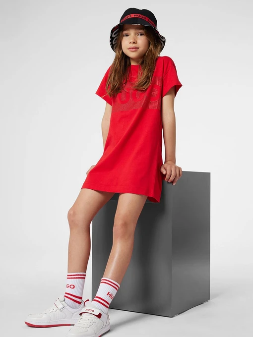 Бавовняна Дитяча Сукня міді HUGO Kids фото 3