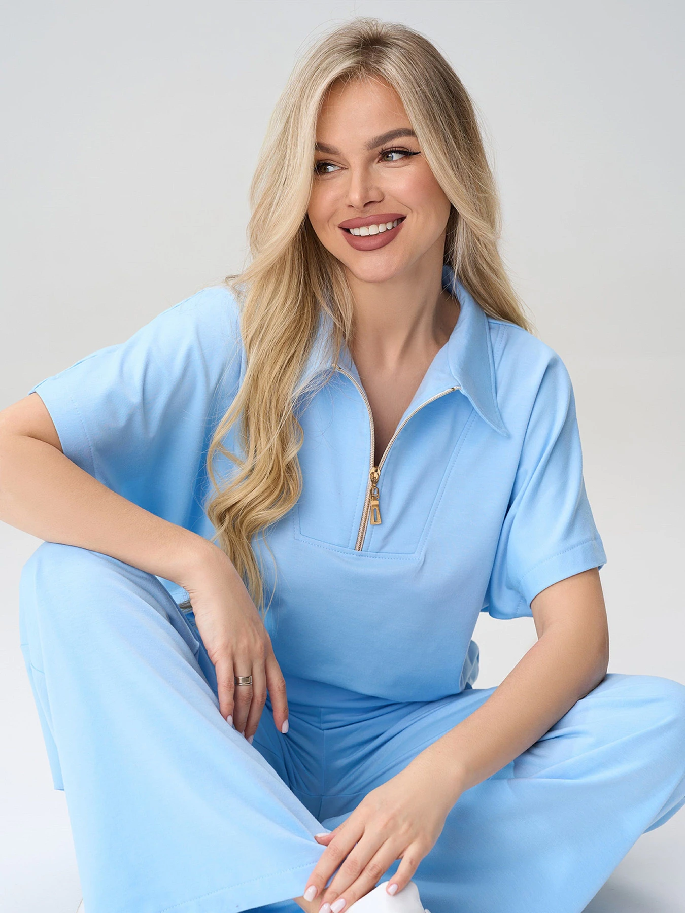 Костюми ISSA Plus модель 15585_голубой Костюми ISSA Plus модель 15585_голубой Фото
