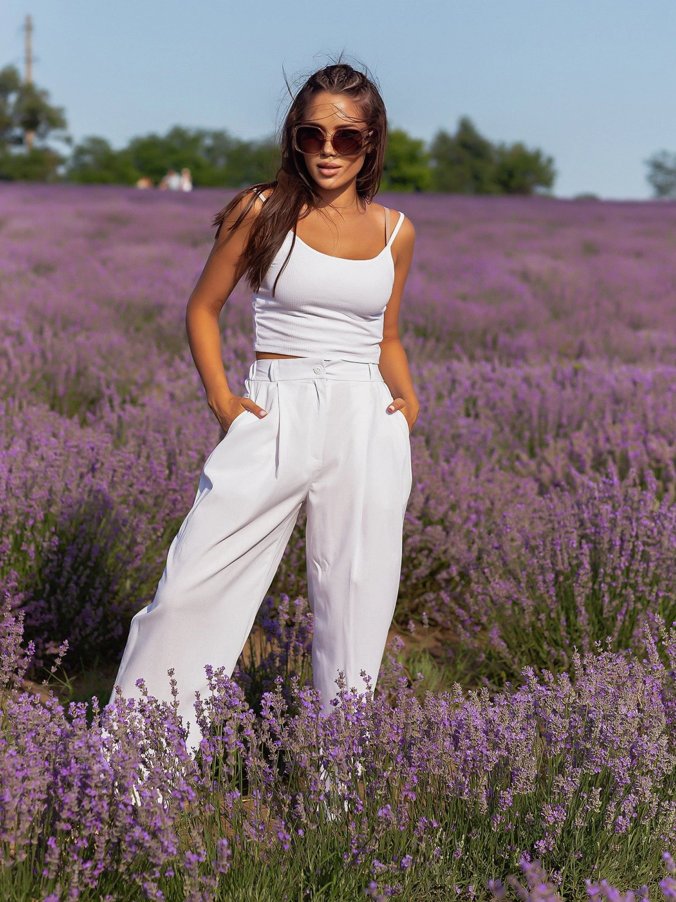 Брюки ISSA Plus модель 12593_white Брюки ISSA Plus модель 12593_white Фото