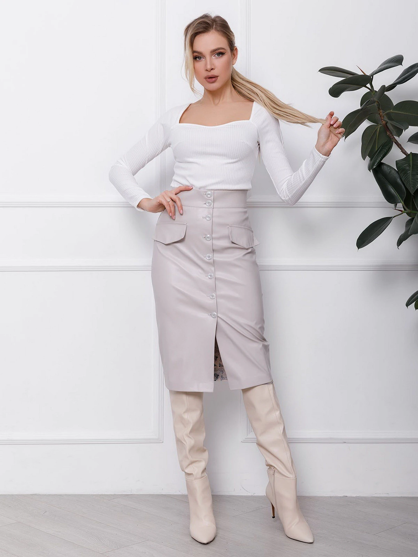 Юбки ISSA Plus модель SA-106_grey Фото