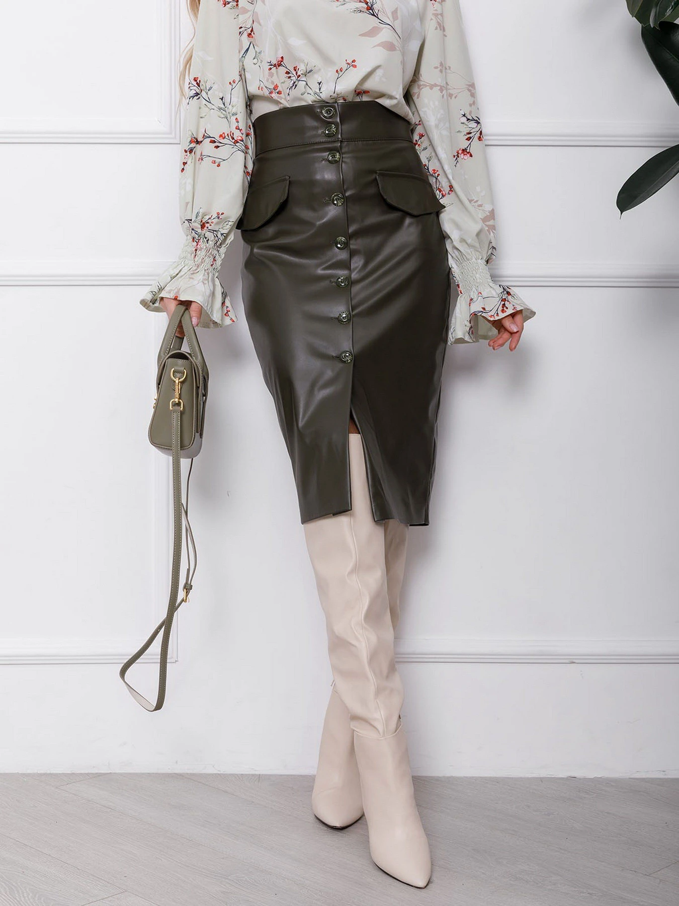 Юбки ISSA Plus модель SA-106_khaki Фото