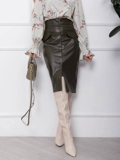 Юбки ISSA Plus модель SA-106_khaki Фото