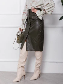 Юбки ISSA Plus модель SA-106_khaki Фото