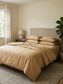 Простынь "Вечерние дюны" из вареного сатина MBM HOME модель BL-FS-49/50 WARM SAND Фото
