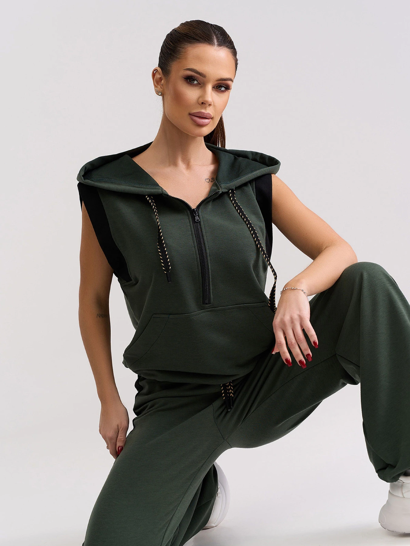 Костюмы ISSA Plus модель 15672_хаки Костюмы ISSA Plus модель 15672_хаки Фото
