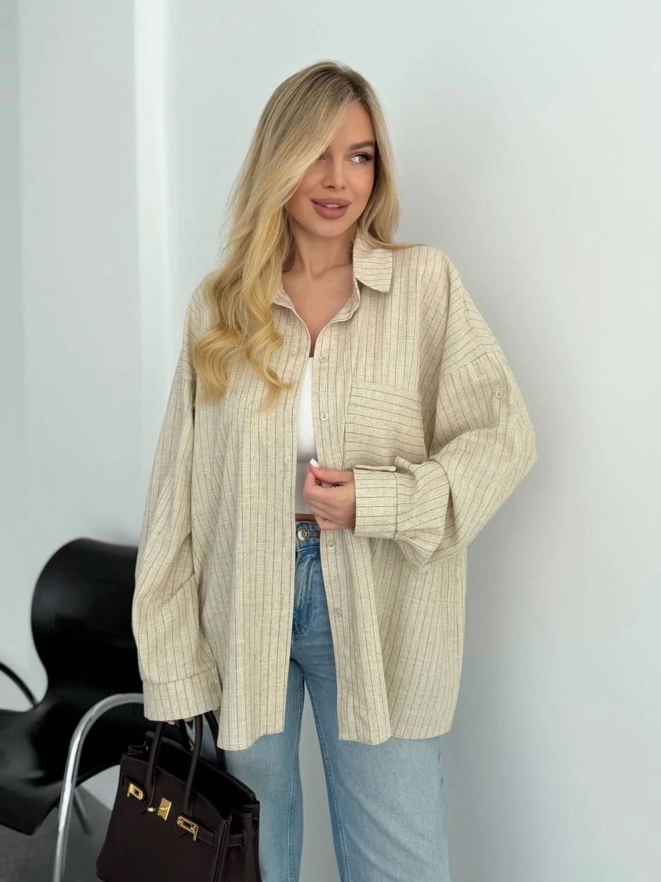 Рубашки Uaclothes модель like18495-bezhevj Рубашки Uaclothes модель like18495-bezhevj Фото