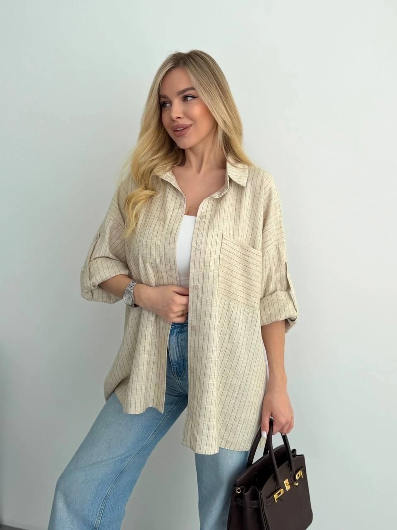 Рубашки Uaclothes модель like18495-bezhevj Рубашки Uaclothes модель like18495-bezhevj Фото